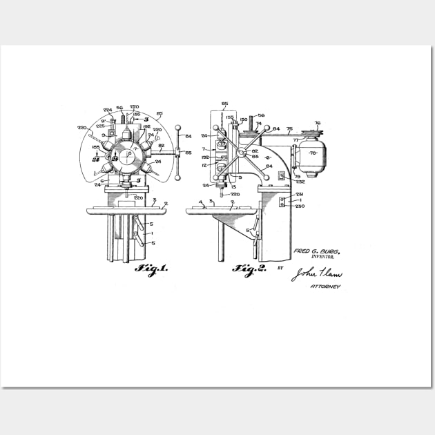 Drill Press Machine Vintage Patent Drawing Wall Art by TheYoungDesigns